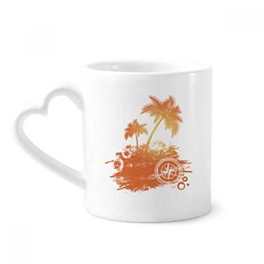 Imagem de Caneca de ilustração de estampa de praia de coqueiro caneca de café cerâmica copo de coração de vidro