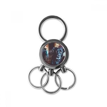 Imagem de Chaveiro de metal de aço inoxidável com imagem de animal de estimação preto chaveiro de carro chaveiro clipe presente, Multicor