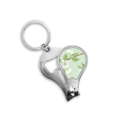 Imagem de Cortador de unhas branco pêssego flor desenho planta cortador abridor chaveiro tesoura