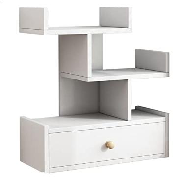 Imagem de KIZQYN Estante de livros simples mesa pequena prateleira de livros estante para casa branco quente simples armário de armazenamento de escritório economiza espaço estante