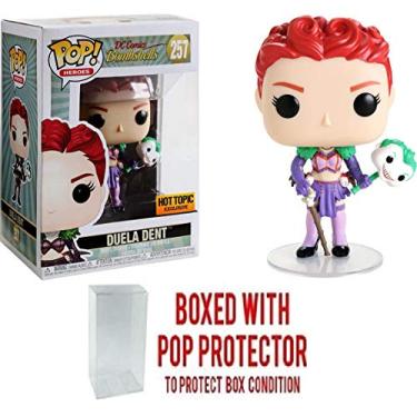 Imagem de Funko Duela Dent (Exclusivo Hot Topic Exclusivo): DC Bombshells x POP! Boneco de vinil de heróis e 1 POP! Pacote de protetor gráfico de plástico PET compatível [#257 / 34073 - B]