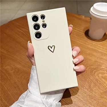Imagem de Capa de telefone de coração folheado fofinho para Samsung S22 Ultra S20 FE S21 Plus S10 Lite S9 S8 Note 20 10 Pro 9 8 quadrado capa de TPU macio, branco, para S20 Ultra