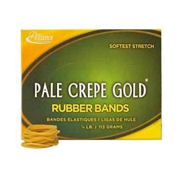 Imagem de Alliance Rubber 20129 Pale Crepe Gold Rubber Bands Tamanho #12, caixa de 1/4 kg contém aproximadamente 962 faixas (1 3/4" x 1/16"), Golden Crepe)