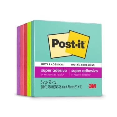 Imagem de Post-it, 3M, Bloco de Notas Adesivas, Coleção Supernova, Neon, 76x76, 450 folhas