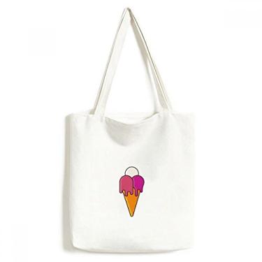 Imagem de White Red Melt Sweet Ice Cream Cone Pattern Tote Canvas Bag Shopping Satchel Casual Bolsa