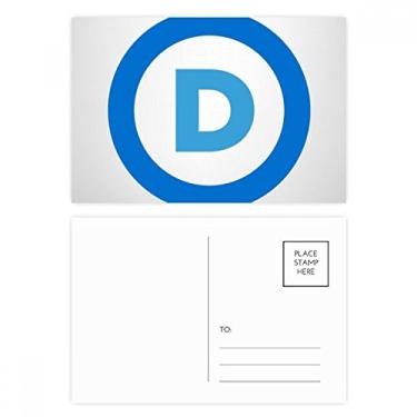 Imagem de Cartão postal azul com emblema da América do Partido Democrático, conjunto de cartões postais de aniversário