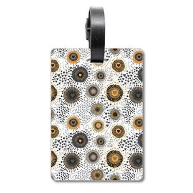 Imagem de Flores abstratas amarelas e pretas pétalas bolsa etiqueta bagagem cartão pendurado Scutcheon Label