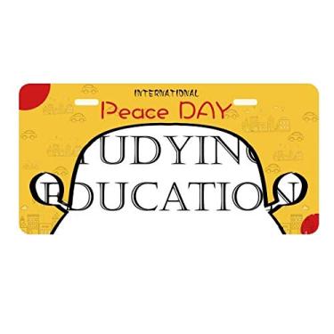 Imagem de DIYthinker Placa de licença de estudo de frases curtas para decoração de carro, dia da paz