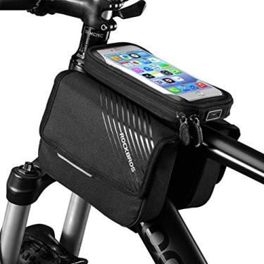 Imagem de Bolsa para celular ROCKBROS Top Tubo Bike Bolsa para celular Bolsa frontal para bicicleta Bolsa para tela sensível ao toque para smartphone abaixo de 6,0 polegadas