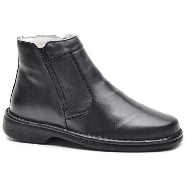 Imagem de Bota Botina Masculina Couro Leg Ortopédica Confortável 049 (39, Preto)