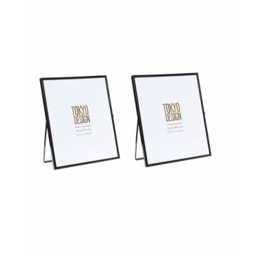 Imagem de Kit com 2 Porta Retrato em Metal e Vidro 20x25 Moldura Preto