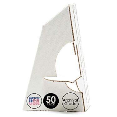 Imagem de Golden State Art, Cavalete autoadesivo de 7 cm, suporte de papelão, asa única, qualidade de arquivo, folhetos de fotos, pôsteres, aplicação fácil e rápida (pacote com 50), branco, feito nos EUA