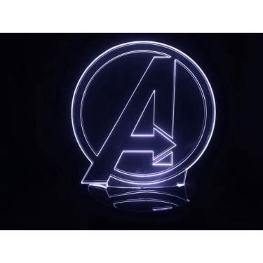 Imagem de Luminária Led 3d Simbolo Avenger Vingadores Acrílico Abajur