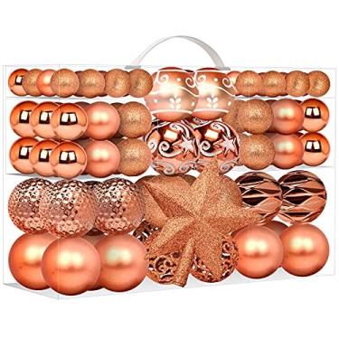 Imagem de Ultra-Luxo 101 Peça Bolas de Natal Enfeites Conjunto com Topper de Árvore de Natal, Ponta do Quarto Shatterproof Christmas Baubles - Projetado em Italia - Mini Bolas de Natal para Decorações de Natal, Laranja