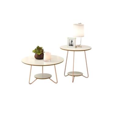 Imagem de Rack + Painel 1.60m Estilo Retrô com Pés em Madeira 1 Gaveta com Corrediça Telescópica Tampo Encabeçado em MDP Acabamento em Alto Relevo Cor Off White/Freijó