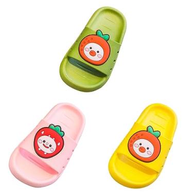 Imagem de Chinelos sapatos para meninas pequenas fundo antimacio meninos e meninas crianças sandálias de frutas design bonito de desenho animado casa, Amarelo + verde + vermelho, 11 Little Kid