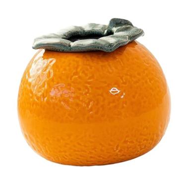 Imagem de IEUDNS Recipiente de vaso de flores, decoração de cerâmica em formato de laranja, vaso de planta interno para prateleira, decoração interna de jardim, grande
