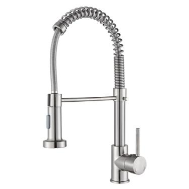 Imagem de TINICO Torneira Cozinha Gourmet Monocomando Aço Inox Com Spray Extensor,Torneiras Misturadoras de água Quente e Fria,Dois Modos de Distribuição de água（Spray e Stream）,Escovado