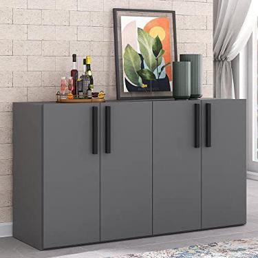 Imagem de Aparador Buffet 4 portas Viena Multimóveis Grafite/preto