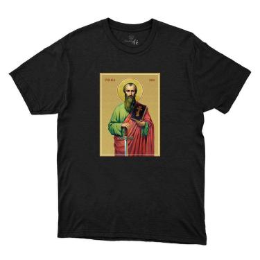 Imagem de Camiseta Masculina Algodao Estampa Santo São Paulo Tecido Macio Otima Qualidade
