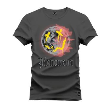 Imagem de Camiseta Plus Size Casual 100% Algodão Estampada Lua X Sinistra Grafite G1