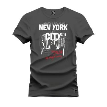 Imagem de Camiseta Casual Malha Confortável Estampada Nw York Cams Grafite GG