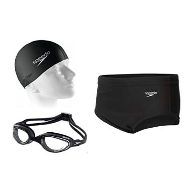 Imagem de Kit Sunga Natação Speedo + Óculos Hydrovision + Touca Flat (M (90) + HYDROVISION + TOUCA)