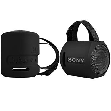 Imagem de TXEsign Capa de silicone para Sony SRS-XB13/SRS-XB100 Extra BASS Alto-falante compacto portátil sem fio, bolsa de alto-falante de viagem, capa protetora para Sony SRS-XB13 (preto)