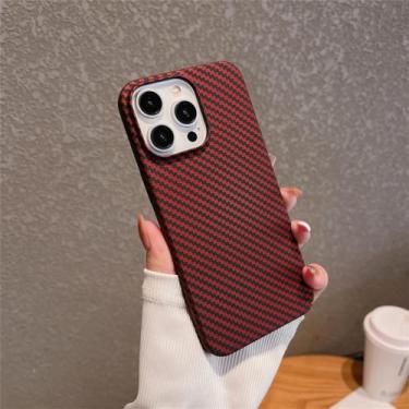 Imagem de Luxo áspero fibra de carbono plástico armadura caso para iphone 15 14 13 12 11 pro max mini xr x xs 7 8 plus se capa fina, vermelho, para iphone 15pro