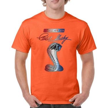Imagem de Camiseta masculina Shelby Cobra American Classic Muscle Car Mustang GT500 GT350 Racing Performance Powered by Ford, Laranja, XXG