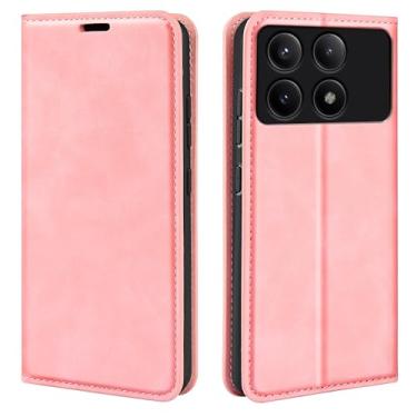 Imagem de Capa para Xiaomi Poco X6 Pro, capa carteira de couro design clássico com slot para cartão e fecho magnético capa dobrável para Xiaomi Redmi K70E 5G (rosa, para Redmi K70E 5G)