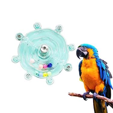 Imagem de MANON ROSA Brinquedos de pássaros para papagaios – brinquedo de mastigar roda giratória com giratório de plástico, gaiola de quebra-cabeça de enriquecimento para periquitos, conures e calopsitas
