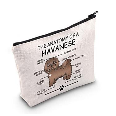 Imagem de LEVLO Presentes engraçados para amantes de Havanês The Anatomy of A Havanese Clever Minds Sacos de cosméticos Havanese Veterinary Mom Bolsas de Higiene Pessoal de Viagem, Havanês
