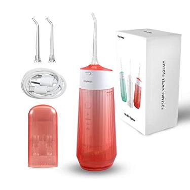 Imagem de Reyzauyr Water Picks for Teeth Cleaning, Cordless Water Flossers for Teeth, Gums, Braces, Dental Care, Mini, Portable, and IPX7 Waterproof for Home & Travel, 160mL Tank, 3 Modes, 2 Tips(Red)