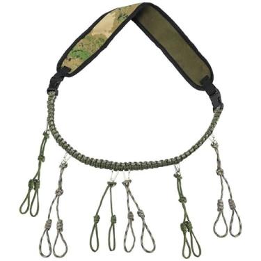 Imagem de iHoven Cordão de chamada de pato de nível militar - Paracord trançado à mão de 250 kg com 12 laços ajustáveis | Equipamento predador ideal para chamadas de ganso, cervo predador e apito de cachorro