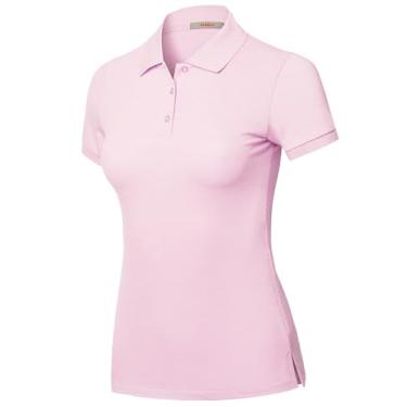Imagem de STARJJ Camisa polo feminina slim fit golfe manga curta respirável piquê, Jts009_rosa, G