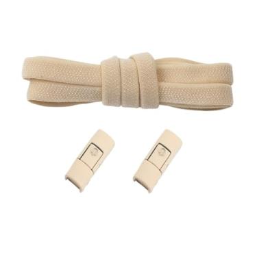 Imagem de No Tie Shoelaces Elastic Men And Women Casual Shoes Lazy Shoe Laces Colorful Press Metal Lock Flats Shoelace Accessories (Color : Beige)