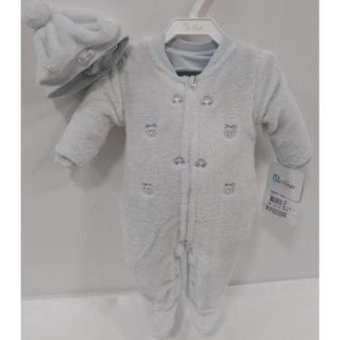 Imagem de Macacão Longo Bordado Bebê Menino Paraiso + Touca Ref 12941 - Azul pastel - G ( 6 - 9 MESES )-Masculino