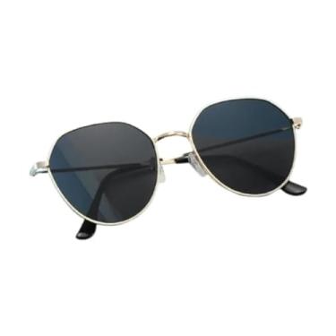 Imagem de Óculos De Sol Hexagonal Dourado Com Proteção UV Modelo Unissex Adulto Moda e Estilo Casual e Elegante PREMIUM DUPIN