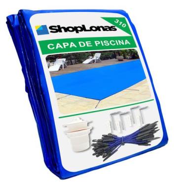 Imagem de Capa De Proteção 310 Micras Para Piscina - 6,5X3,5M + Kit Instalação -