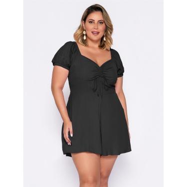 Imagem de Macaquinho Curto Plus Size Manga Curta Amarração nas Costas Feminino-Feminino