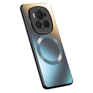 Imagem de LTLMYDAM Capa magnética para Honor Magic 6 Pro, protetor de lente de câmera embutido, fina, TPU (poliuretano termoplástico), à prova de choque, proteção antiqueda, fosco para celular, preta