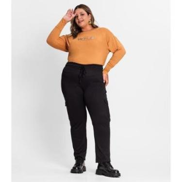 Imagem de Calça Feminina Plus Size Em Ribana Duo Secret Glam Preto-Feminino