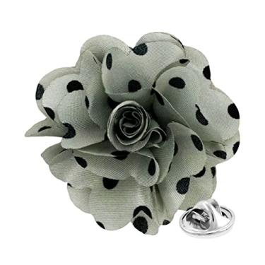 Imagem de Vittorio Vico Broche de lapela de flor de bolinhas formal masculino premium - Boutonniere para homens, broche, 2.5" (6.36CM), Poliéster, Não aplicável