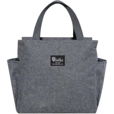 Imagem de Bolsa Térmica Grande Marmita Lanche Saúde Forrada, 4 Cores Disponíveis, Resistente à Água, Com Zíper, Para Viagem, Acampamento, Caminhada, Ciclismo (Rosa) (Cinza)