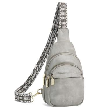 Imagem de BOSTANTEN Pequena bolsa tiracolo feminina de couro, pochete para viagens, A - cinza crepúsculo, 10.24'' x 6.69'' x 3.15'', Casual
