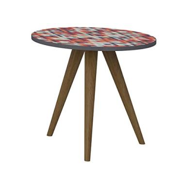 Imagem de Mod Retro Mesa Circular 1005 Be Life Espresso/Estampa Vermelha 450X415X450 mm