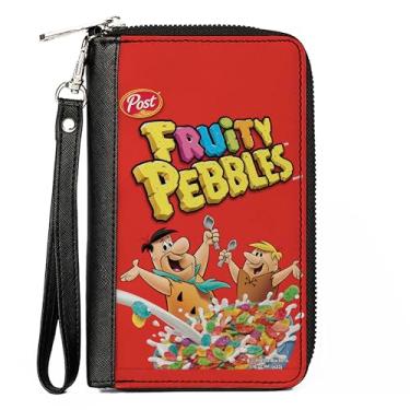 Imagem de Buckle-Down Carteira Flintstones, zíper ao redor, caixa de cereais Frutados Fred e Barney Réplica Vermelho Brilhante, Couro Vegano, 7.5"x4.5", Casual