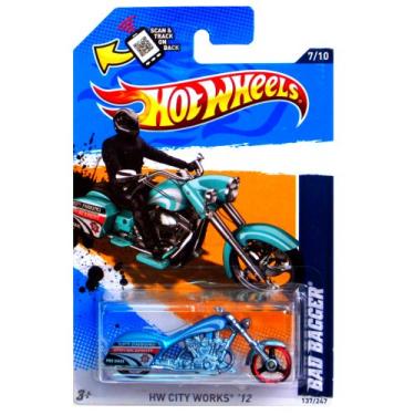 Imagem de Hot Wheels 2012 HW City Works Bad Bagger Motorcycle Bike Blue Green Teal