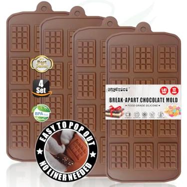 Imagem de RUGVOMWM Moldes de chocolate inquebráveis, molde de barra de chocolate de silicone antiaderente, molde de barra de chocolate de grau alimentício, perfeito para barra de energia, mini bar de cacau,